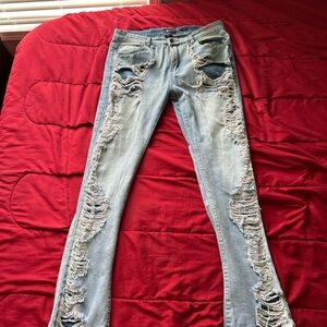 Azul Fuego Distressed Blue Denim
